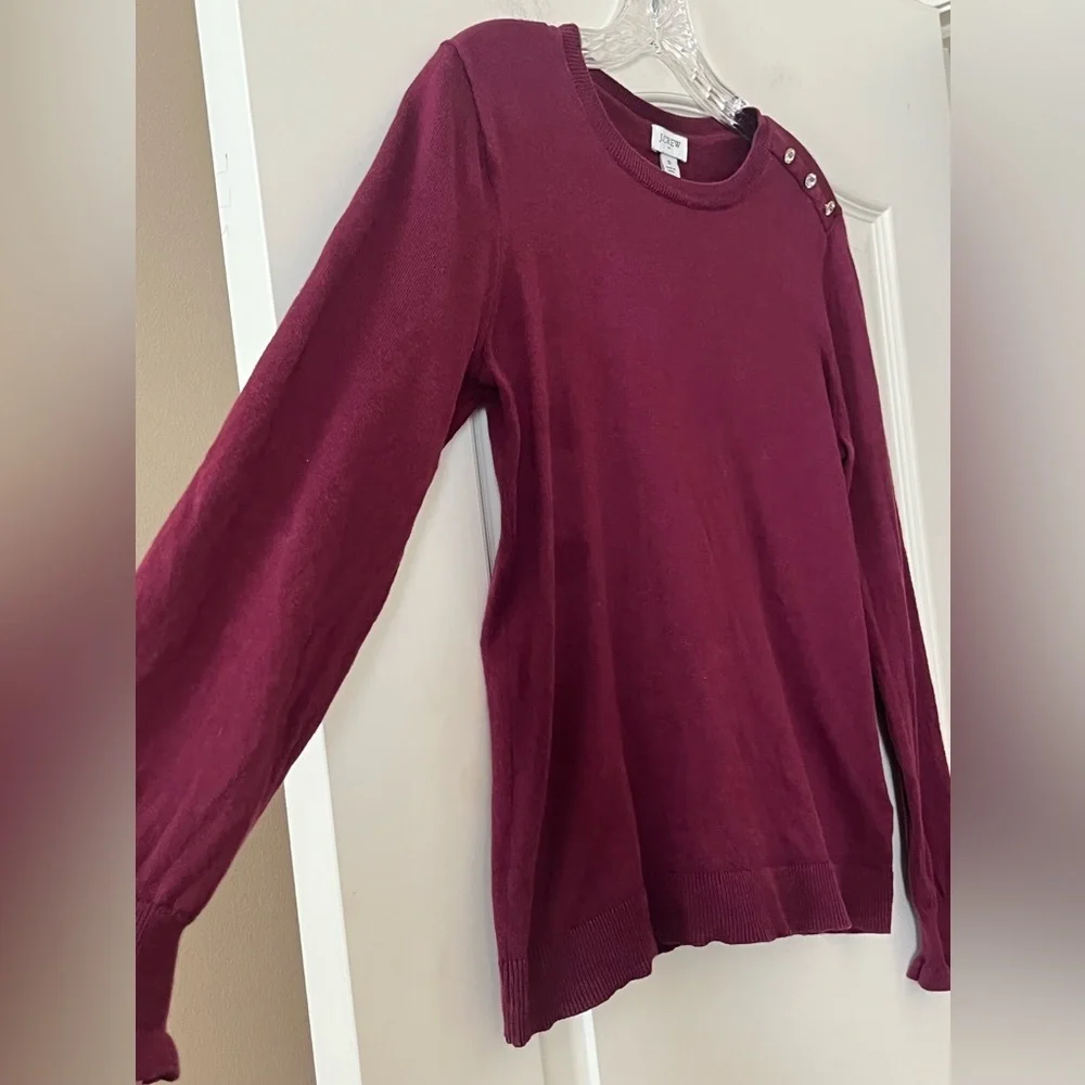 J. Crew Women's Plum Long Sleeve Sweater with Button Detail Size Small